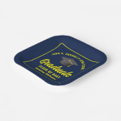 Gepersonaliseerde Navy Blue Yellow Graduation Part Papieren Bordje (Gebogen)