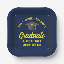 Gepersonaliseerde Navy Blue Yellow Graduation Part