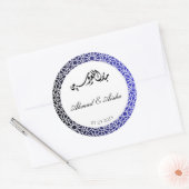 Gepersonaliseerde Navy Bruiloft Moorse Patroon Sti Ronde Sticker (Envelop)