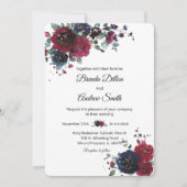 Gepersonaliseerde Navy en Bourgondische bruiloft Kaart (Voorkant)