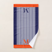 Gepersonaliseerde Navy en Oranje nautische estheti Bad Handdoek (Handdoek)