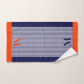 Gepersonaliseerde Navy en Oranje nautische estheti Bad Handdoek (Handdoek)