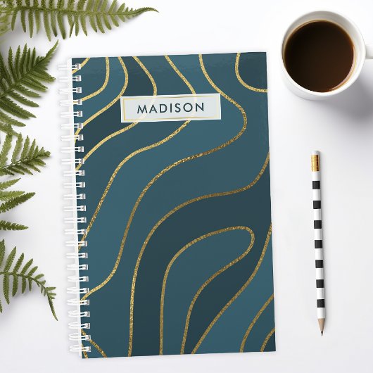 Gepersonaliseerde Navy & Gold Abstract Planner