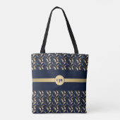 Gepersonaliseerde Navy & Gold Abstract Tote Bag (Achterkant)