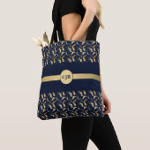 Gepersonaliseerde Navy & Gold Abstract Tote Bag (Dichtbij)