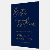 Gepersonaliseerde Navy & Gold Beter samen bruiloft Acryl Bord (Hoek)