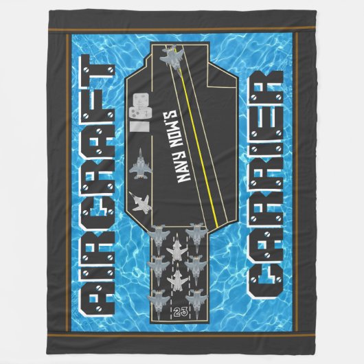 Gepersonaliseerde Navy Now Vliegtuig Carrier Fleece Deken (Voorkant)