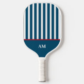 Gepersonaliseerde Navy Red & White Striped Country Pickleball Paddle (Voorkant)