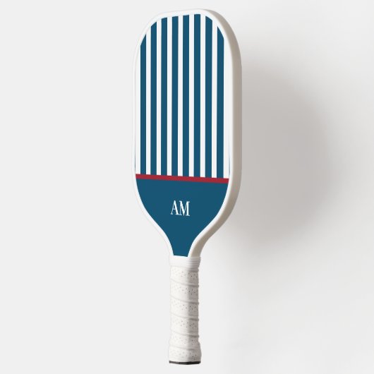 Gepersonaliseerde Navy Red & White Striped Country Pickleball Paddle (Links)