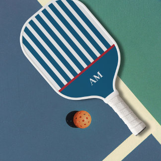 Gepersonaliseerde Navy Red & White Striped Country Pickleball Paddle