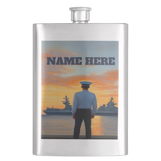 Gepersonaliseerde Navy Sailor Flask Flacon (Voorkant)