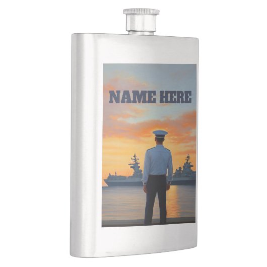 Gepersonaliseerde Navy Sailor Flask Flacon (Rechts)