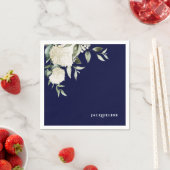 Gepersonaliseerde Navy White Hortensia Vrijgezelle Servet (Insitu)