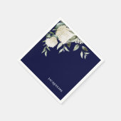 Gepersonaliseerde Navy White Hortensia Vrijgezelle Servet (Hoek)