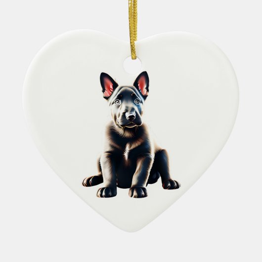 Gepersonaliseerde Nederlandse Herder Puppy Keramisch Ornament (Voorkant)