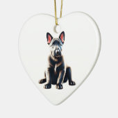Gepersonaliseerde Nederlandse Herder Puppy Keramisch Ornament (Links)