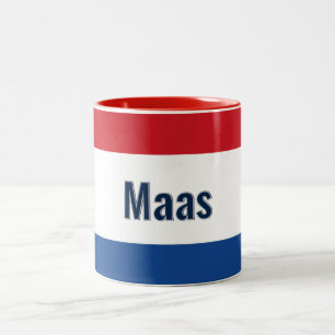 Gepersonaliseerde Nederlandse vlag Tweekleurige Koffiemok