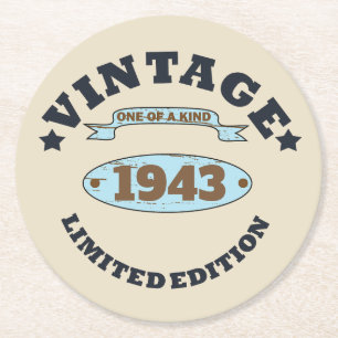 Gepersonaliseerde negentig vintage 90ste verjaarda ronde kartonnen onderzetter