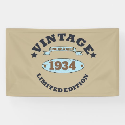 Gepersonaliseerde negentig vintage 90ste verjaarda spandoek (Horizontaal)