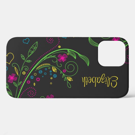 Gepersonaliseerde Neon Bloemen Case-Mate iPhone Case (Achterkant (horizontaal))