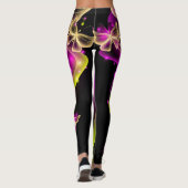 Gepersonaliseerde Neon Butterfly Floral Leggings (Achterkant)