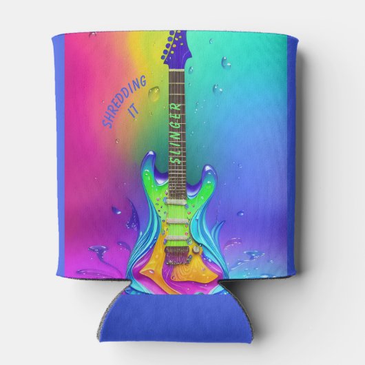 Gepersonaliseerde neon gitaar, psychedelisch blikjeskoeler (Achterkant)