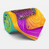 Gepersonaliseerde neon gitaar, psychedelische viin stropdas (Opgerold)
