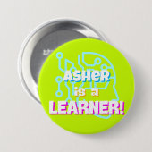 Gepersonaliseerde Neon Green Blue Learning Affirma Ronde Button 7,6 Cm (Voorkant /achterkant)