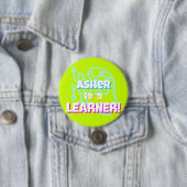 Gepersonaliseerde Neon Green Blue Learning Affirma Ronde Button 7,6 Cm (In situ)