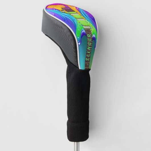 Gepersonaliseerde Neon Guitar Psychedelic  Golf Golfheadcover (Schuin)
