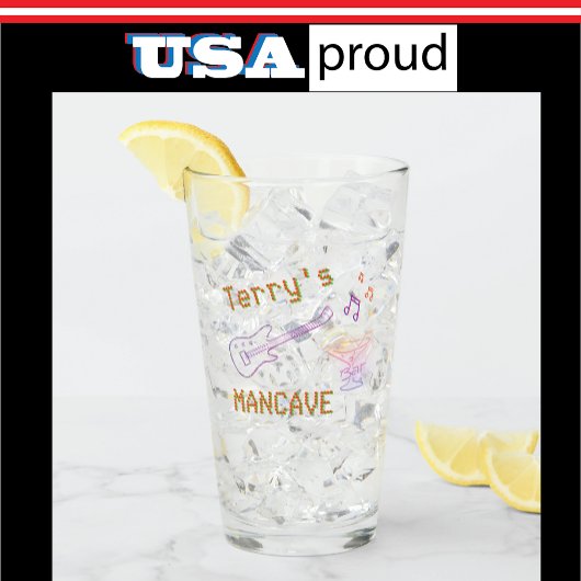 Gepersonaliseerde Neon Mancave 🍺 Faux Tavern Club Glas