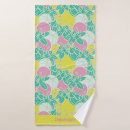 Gepersonaliseerde Neon Modern Bud & Flower Pattern Badhanddoek
