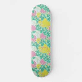 Gepersonaliseerde Neon Modern Bud & Flower Pattern Persoonlijk Skateboard