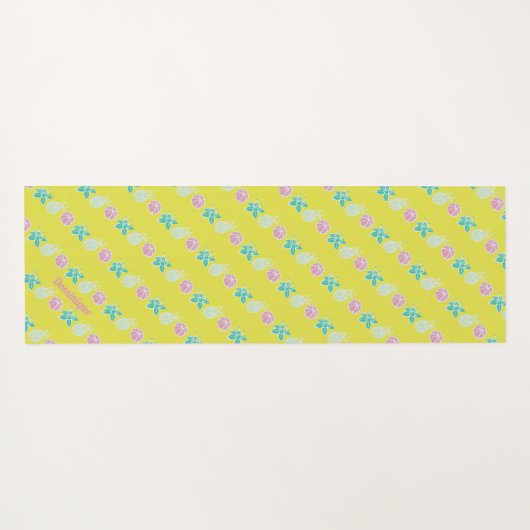 Gepersonaliseerde Neon Modern Bud & Flower Pattern Yogamat (Achterkant (horizontaal))