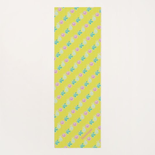 Gepersonaliseerde Neon Modern Bud & Flower Pattern Yogamat (Achterkant)