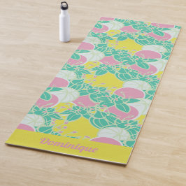 Gepersonaliseerde Neon Modern Bud & Flower Pattern Yogamat