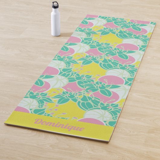 Gepersonaliseerde Neon Modern Bud & Flower Pattern Yogamat (In situ)