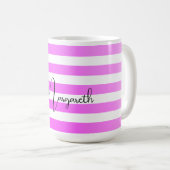 Gepersonaliseerde Neon Paarse Gradient Stripes Koffiemok (Voorkant rechts)