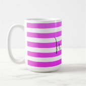 Gepersonaliseerde Neon Paarse Gradient Stripes Koffiemok (Links)