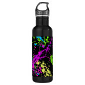 Gepersonaliseerde Neon Paint Splatter Kleurrijk Wa Waterfles (Voorkant)