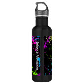 Gepersonaliseerde Neon Paint Splatter Kleurrijk Wa Waterfles (Achterkant)