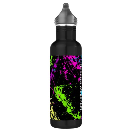 Gepersonaliseerde Neon Paint Splatter Kleurrijk Wa Waterfles (Rechts)