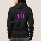 Gepersonaliseerde Neon Roze 40e Verjaardag 40 Fabu Hoodie (Achterkant)
