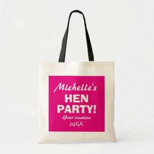 Gepersonaliseerde neon roze hen party nacht tote t bag