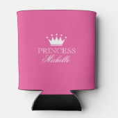 Gepersonaliseerde neon roze prinses kroon koelboxx blikjeskoeler (Achterkant)