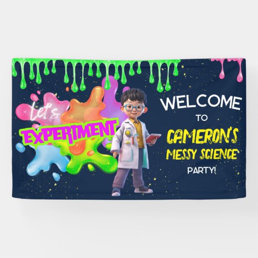 Gepersonaliseerde Neon Science STEM Experiment Par Spandoek (Horizontaal)
