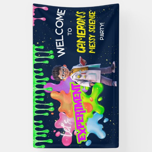 Gepersonaliseerde Neon Science STEM Experiment Par Spandoek (Verticaal)