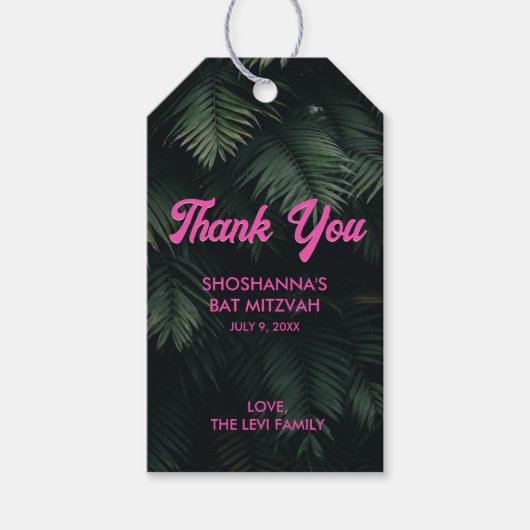 Gepersonaliseerde Neon Tropical Pink Dank je Cadea Cadeaulabel (Voorkant)