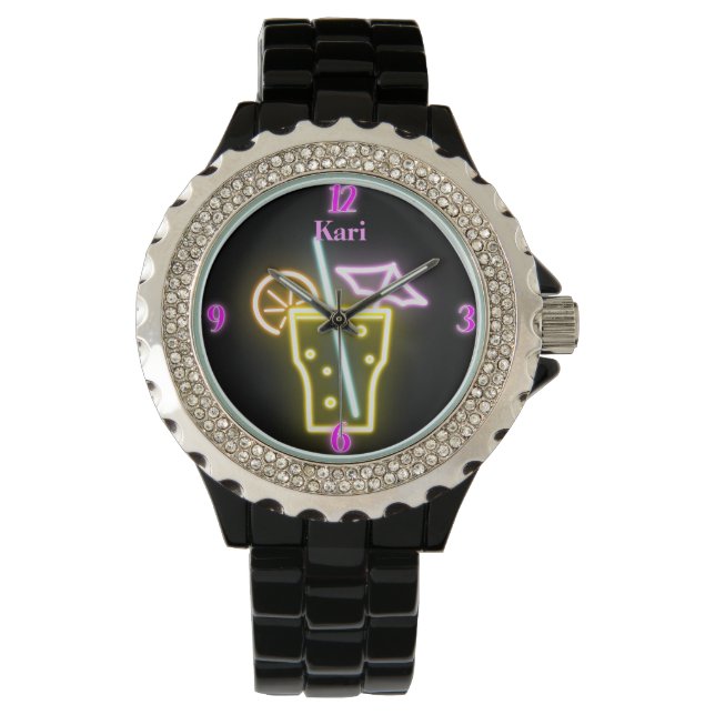 Gepersonaliseerde Neon Watch Horloge (Voorkant)