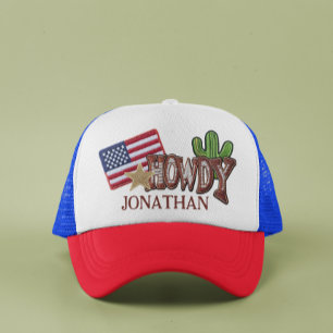 Gepersonaliseerde neplappen Howdy USA-vlag Trucker Pet